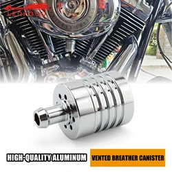 Vented Engine Motor Breather Canister Crankcase Head Gearbox Oil Breather Oil Collector For Harley Custom Aluminum Black Chrome