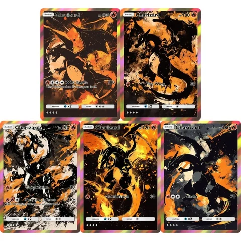 Cards Charizard PTCG Holographic Rare Collection Cards Mewtwo Creativity Game Anime Shining Mewtwo Cards Gift