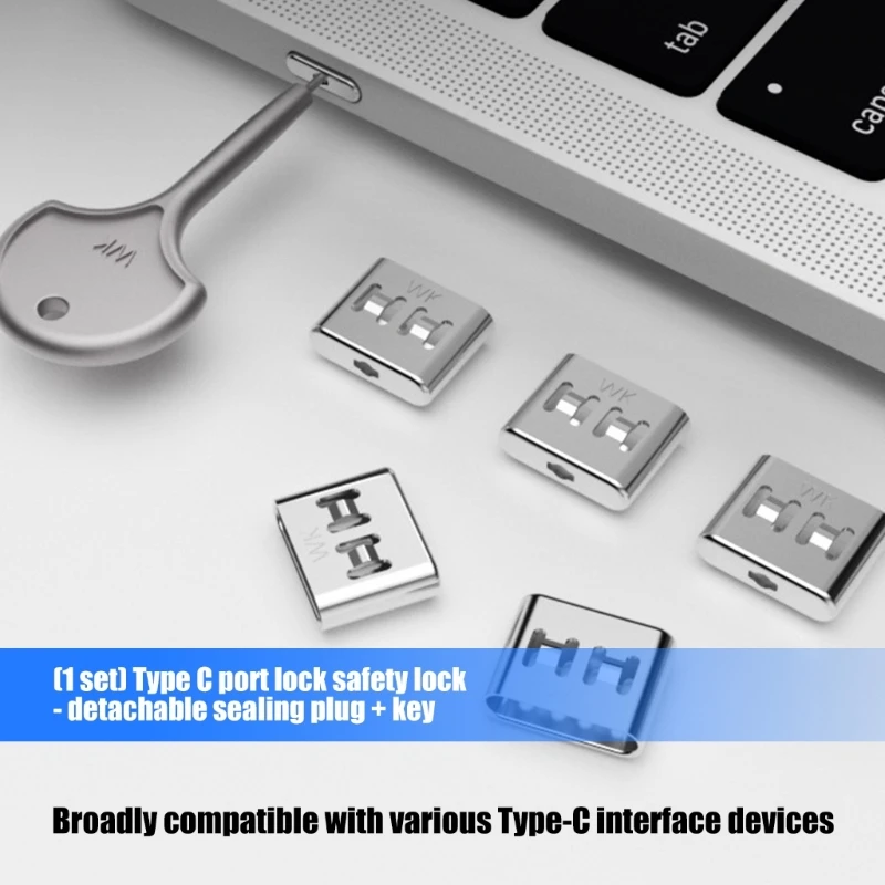 

Universal Type C Port Security Lock Stainless Steel Construction USB C Port Blockers for Public Use Gaming Devices K1KF
