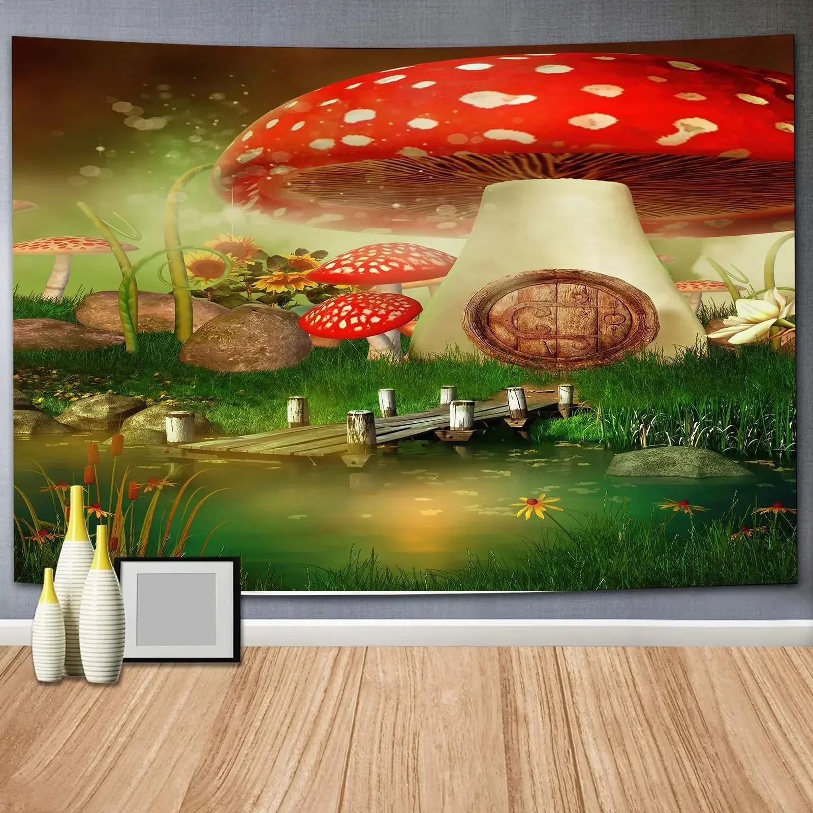 Psychedelic Shrooms Tapestry Colorful Abstract Trippy Tapestry Wall Hanging Mushroom Tapestries for Home Dorm Fantasy Decor