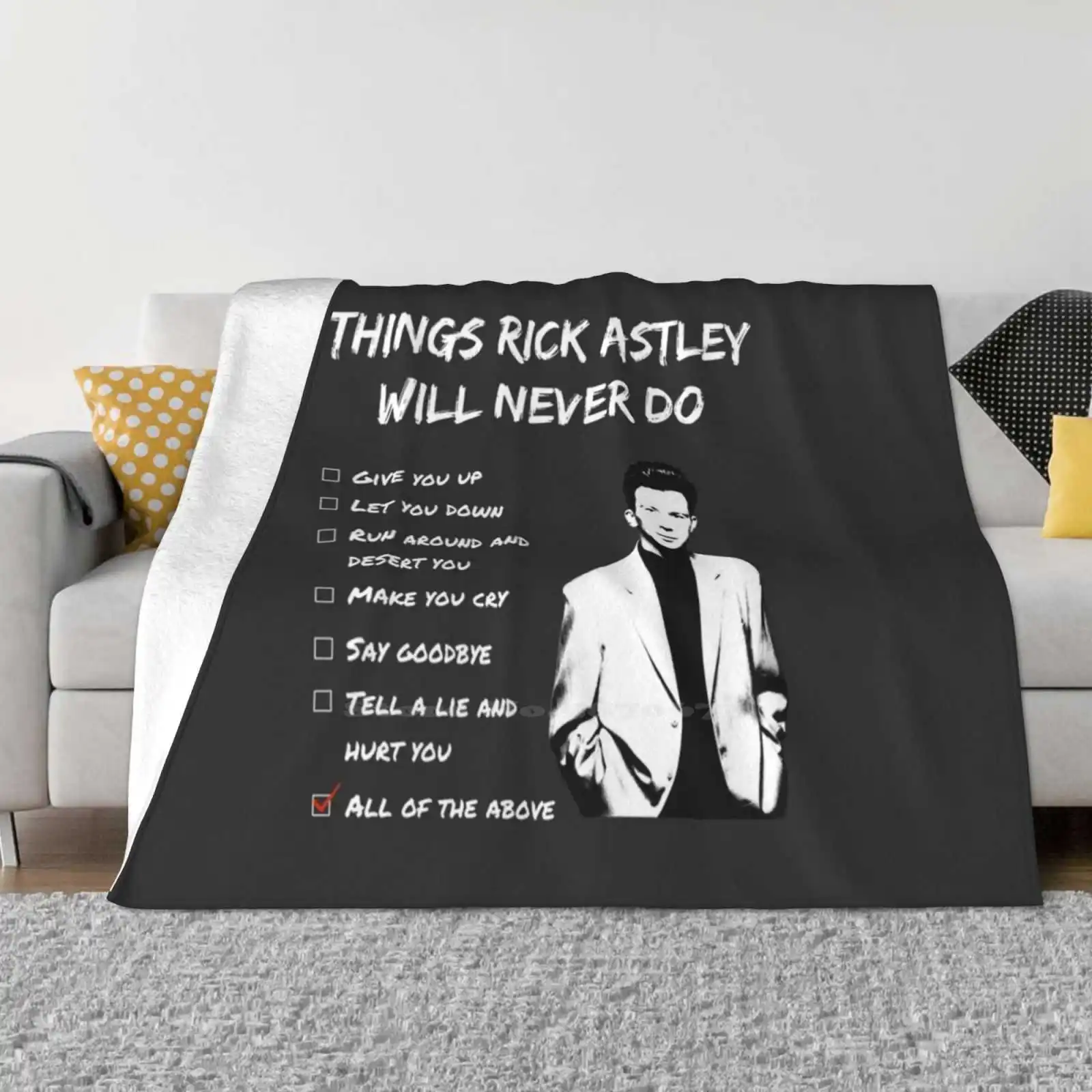 Rickroller ( Light ) Creative Design Light Thin Soft Flannel Blanket Things Rick Astley Will Never Do Rickrolled Never Gonna