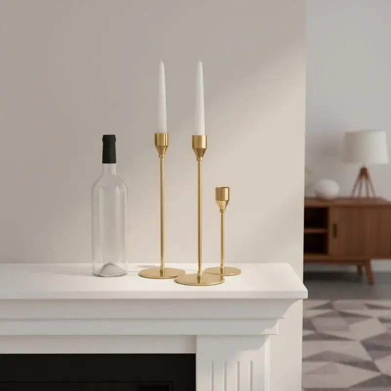 △ 3PCS Metal Candle Holder Simple Candlestick For Wedding Party Candlelight Dinner