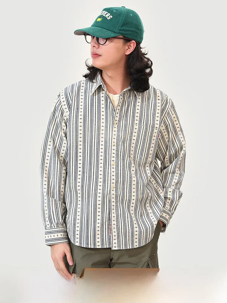 

MBBCAR High-End Narrow Corduroy American Retro Ameika irt Heavyweight Ethnic Sle Workwear irt Youth Autumn Long Sve