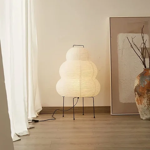 Design japonês akari noguchi yong candeeiro de mesa papel arroz branco luzes decorativas para quarto sala estar/jantar estudo loft
