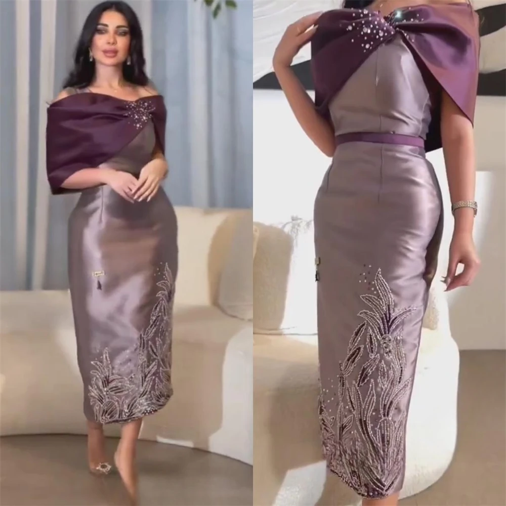 Customized Prom Dresses sparkle Off-the-shoulder Sheath Cocktail Flowers Sequin S Occasion Evening Gown robe soirée فساتين نس