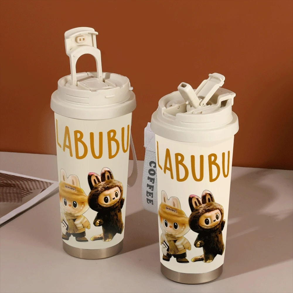 

Labubu Portable Student Water Cup Leakproof Girls Pattern Water Cup New Labubu Kawaii Cartoon Car High Temperature Resistant