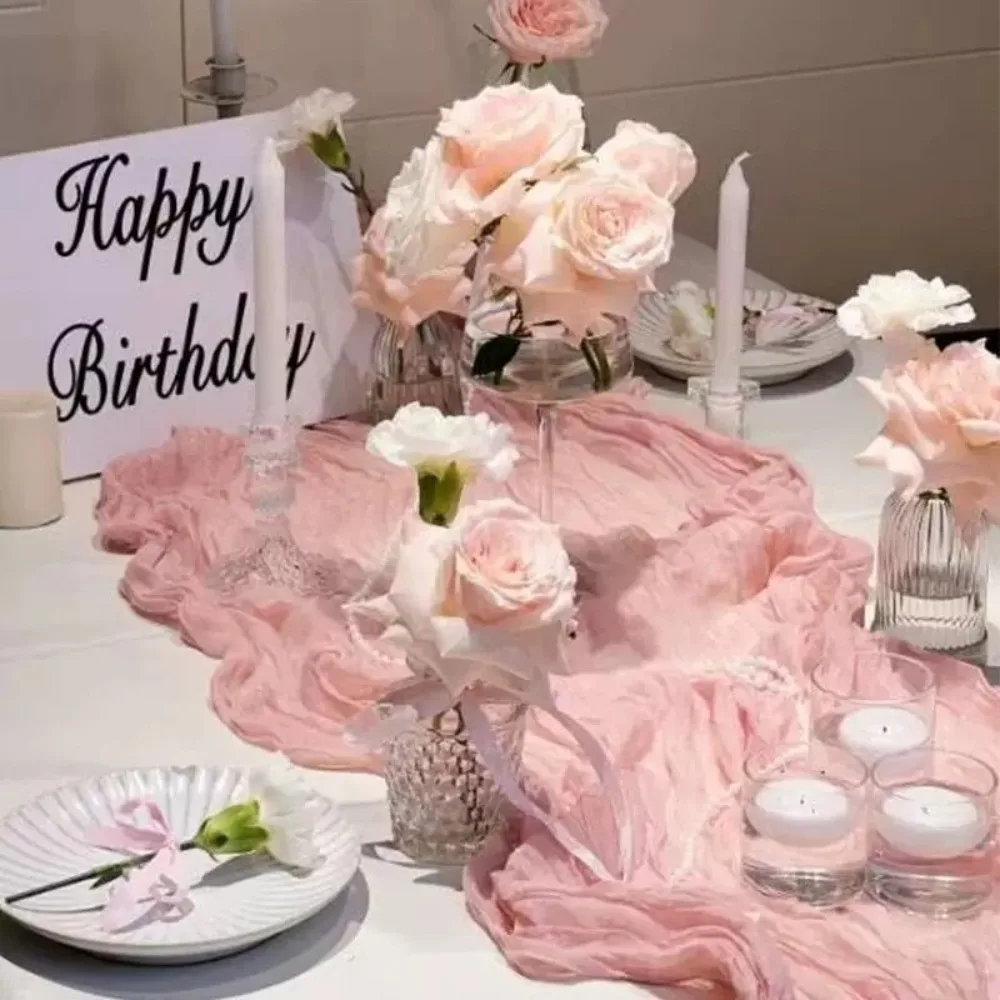 Wedding Table Runner Rustic Cheesecloth Table Runner 6ft 10ft 13ft Boho Gauze Wedding Engagement Party Decoration Farmhouse