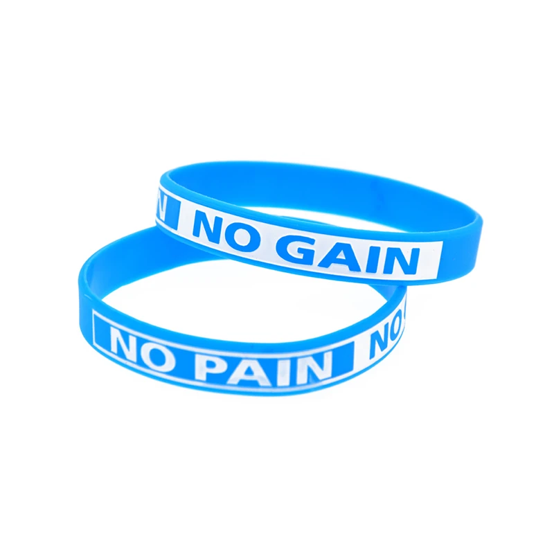 1 Stück/4 Stück 1/2 Zoll breites „No Pain No Gain“ Silikon-Armband Unisex Fitness Sport Armreif – Detail 2