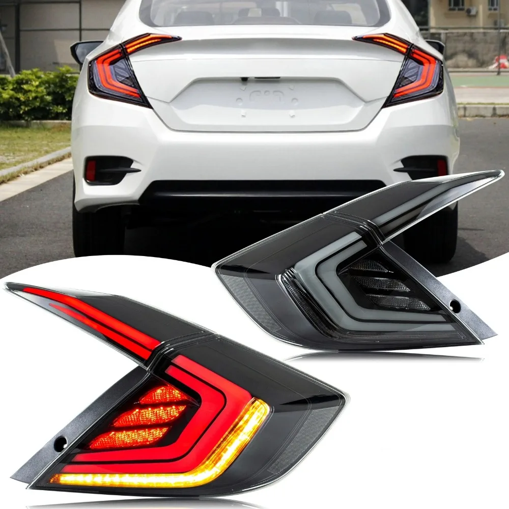 LED Clear Tail Lights for Honda Civic Sedan 2016-2021 Sequential Rear Lamps