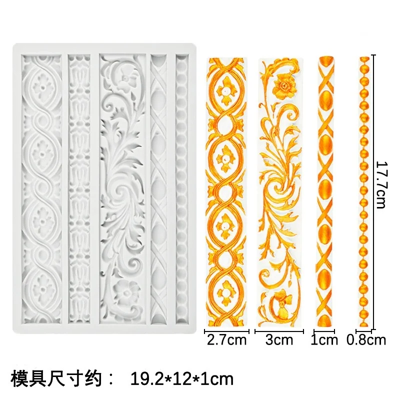 3D Cake Lace Silicone Mold DIY Kitchen Baking Tool Relief Rope Cake Border Mould For Fondant Chocolate Cake Decorating Crafts 4
