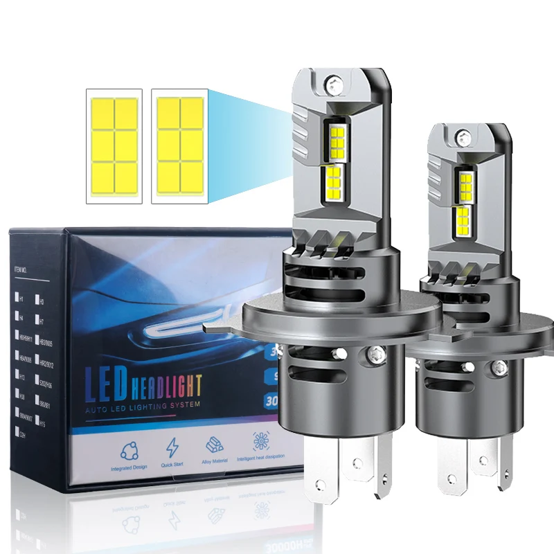 

2 шт. H4 светодиодные фары Canbus дальнего ближнего света супер яркие автомобильные фары 6500K белый 20000LM чип CSP 12 В белый авто свет
