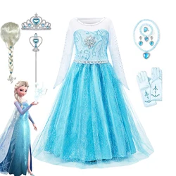 Rainha da Neve Frozen Cosplay Fantasias, Roupa de criança, Vestido de princesa, Vestido infantil, Dia das Bruxas, Carnaval, Festa, Form, Elsa