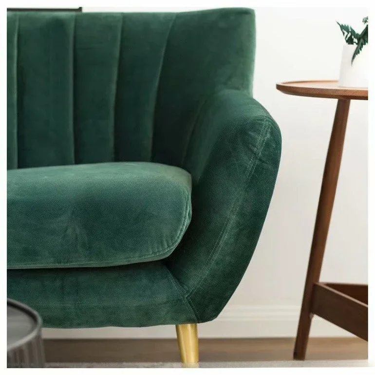 Скандинавский темно-зеленый фланелевой диван на троих, мебель из нержавеющей стали, диван для отдыха, клуба, приема, переговоров