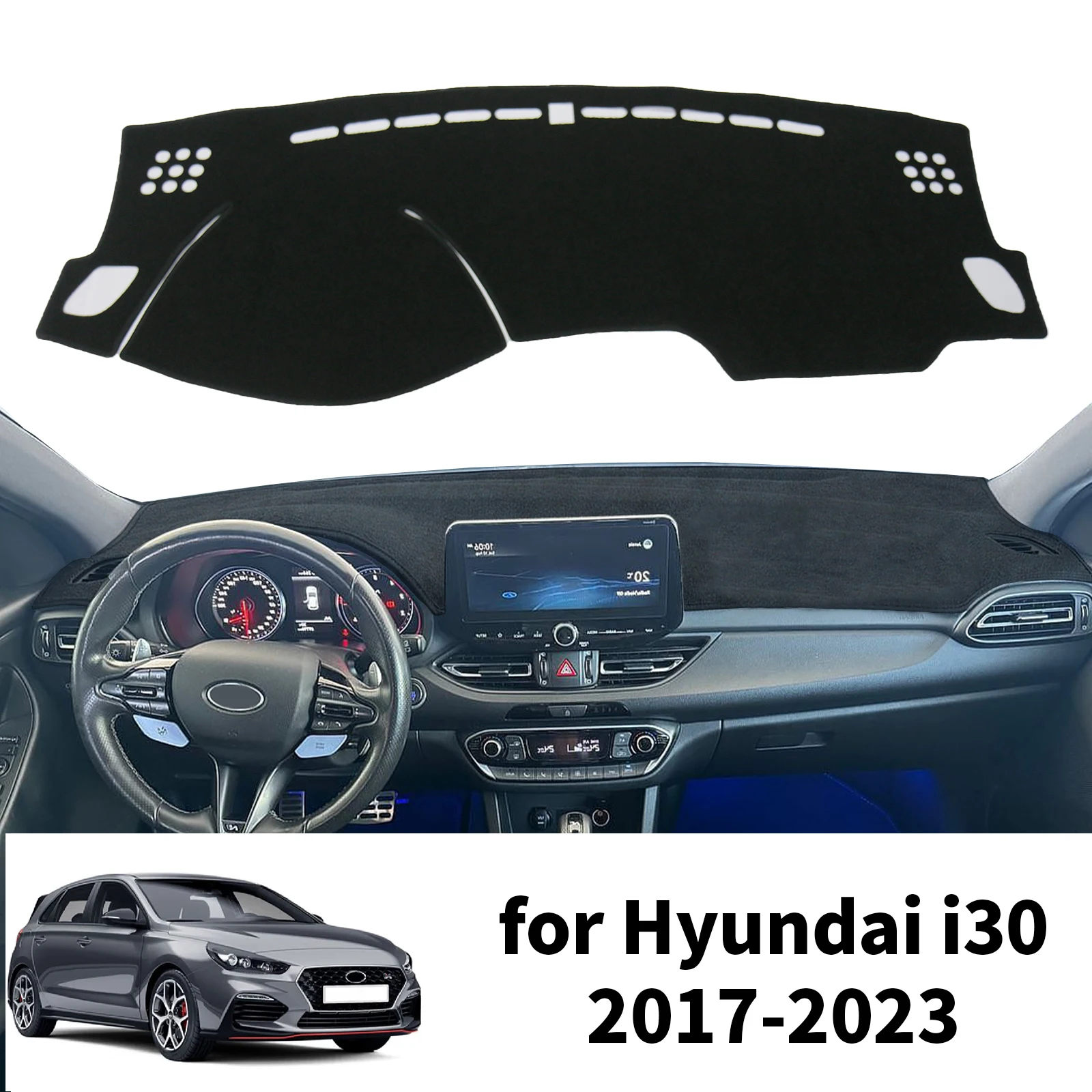 

Car Dashboard Mat Fit for Hyundai i30 2017 2018 2019 2020 2021 2022 2023 Dash Mat Dashmat Accessories Sunshade Protective Carpet