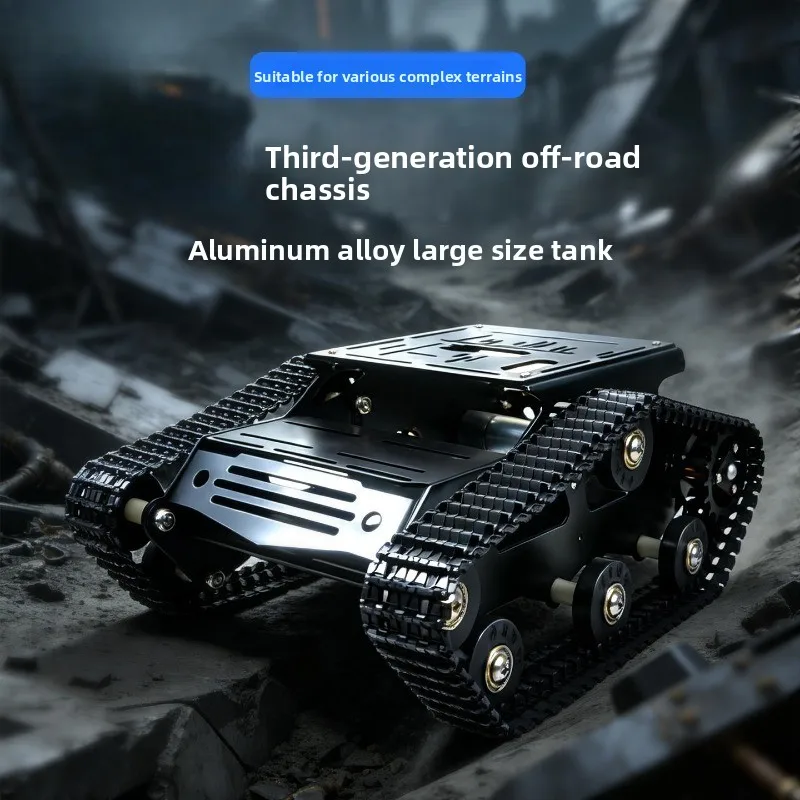 Robot Tank Chassis Intelligent Trolley, DC Motor Metal Aluminum Alloy Crawler Body DIY