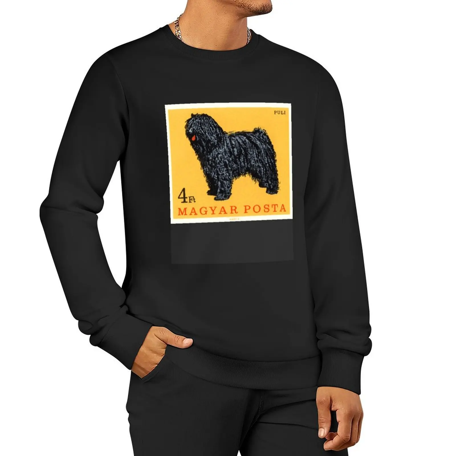 1967 Hungary Puli Dog Postage Stamp Pullover Hoodie men's winter sweater winter clothes men sweatshirt