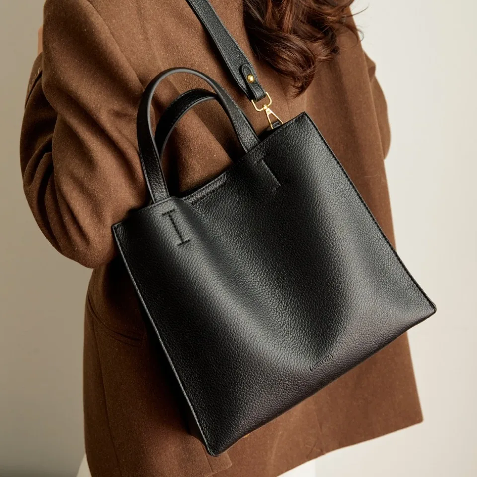 

Минималистичная сумка-тоут из зернистой кожи с верхней ручкой, трансформируемая в сумку через плечо, элегантная городская сумка для женщин, для повседневных поездок