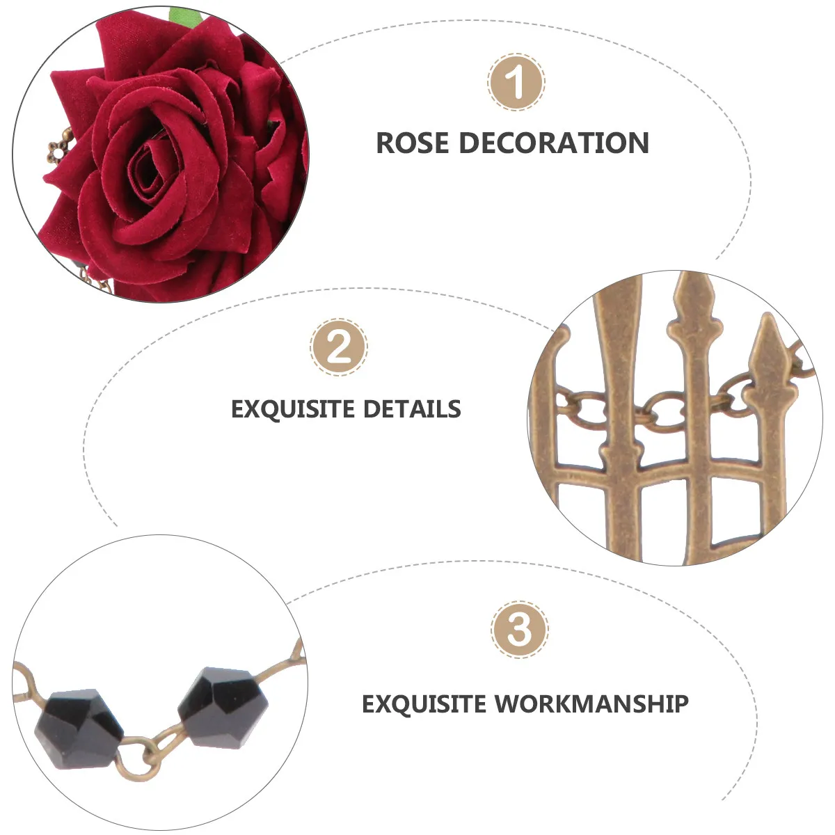 1Pcs Retro Tassel Breastpin Gothic Rose Brooch Flower Hair Clip Elegant Wedding Prom Dress Pin Bride Groom Souvenir Badge