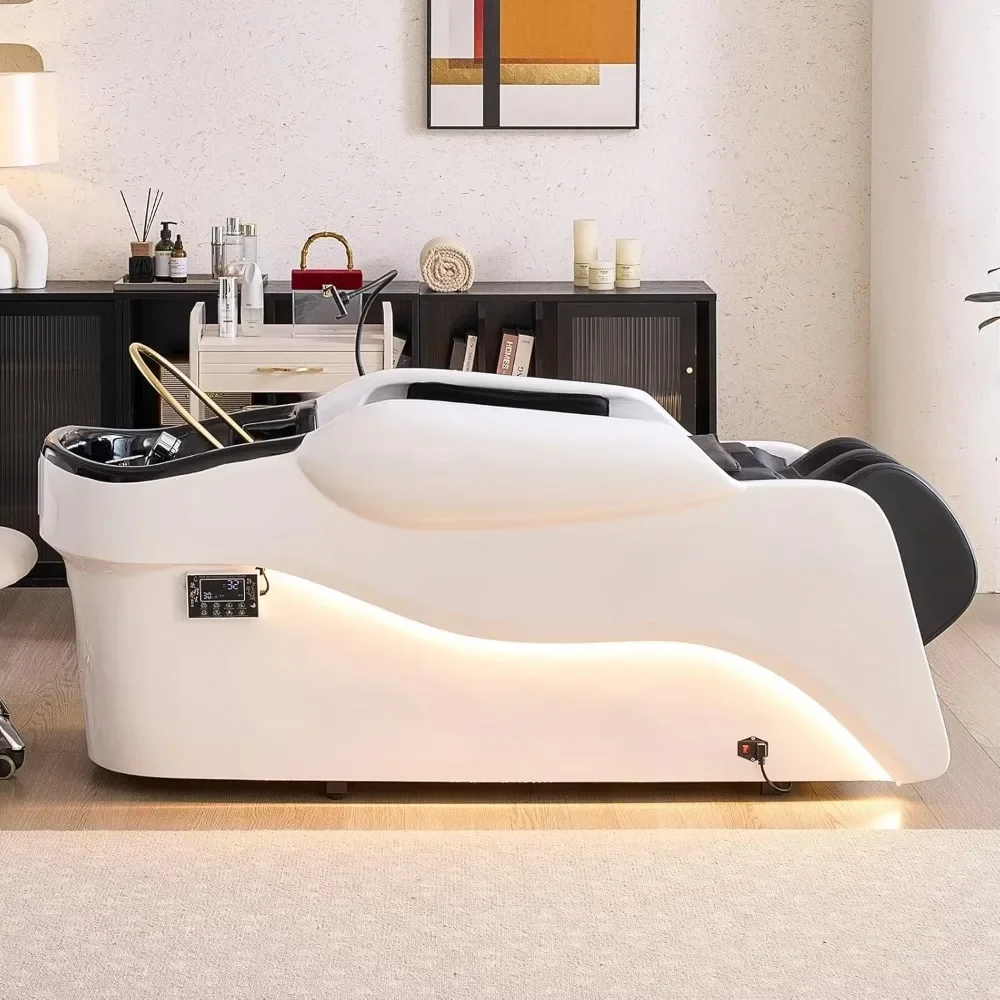 

Shampoo Bed & Electric Massage Table - Message Shampoo Bed and Head Spa Equipment with Phone Holder(Water Cycle)