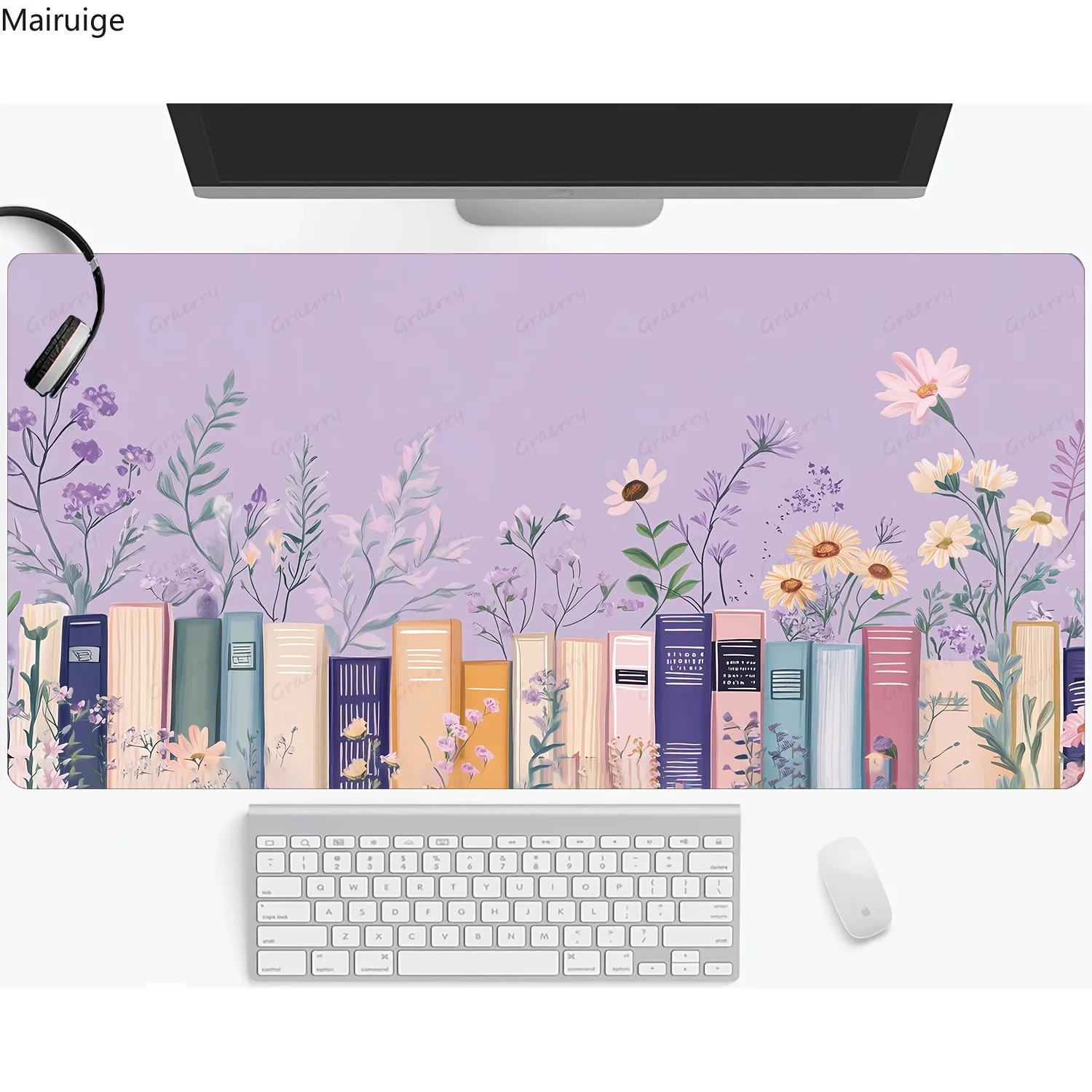 

Purple Bookish Lavender Large Mouse Pad Computer Office Table Mat Rubber Anti-slip Gaming Keyboard Mousepad Long DeskPad