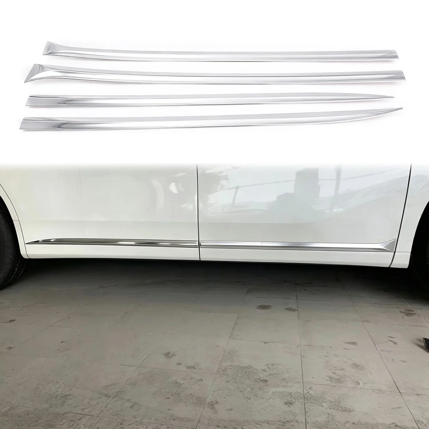 For Toyota Alphard Vellfire 30 Series AH30 2015-2022 ABS Chrome Exterior Side Door Body Molding Cover Trim Stickers 4pcs