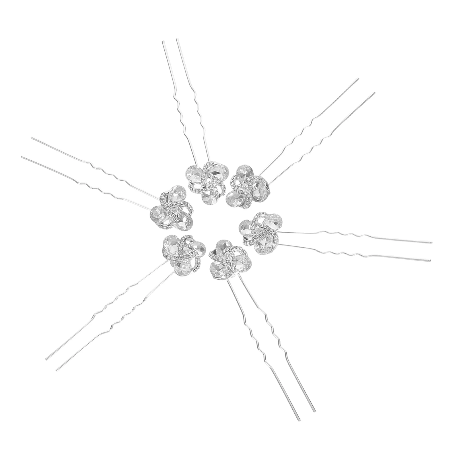 

6Pcs Rhinestone Floral Hairpin Accessories for Girls Silver Bride Hair Clip Decor Women Ornament Mother Wedding Party