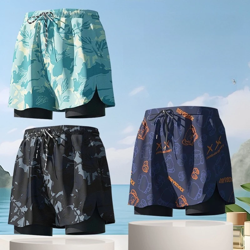 

Adult Swimming Trunks for Men 2025 New Style Quick-drying Double-layer Anti-embarrassment Large Size Casual Swimming Shorts