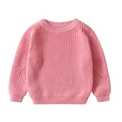 2024 New Spring Winter Children Knit Clothes Baby Boys Girls Plain Sweater Toddler Pullover Kids Jumper Korean Baby Warm Tops