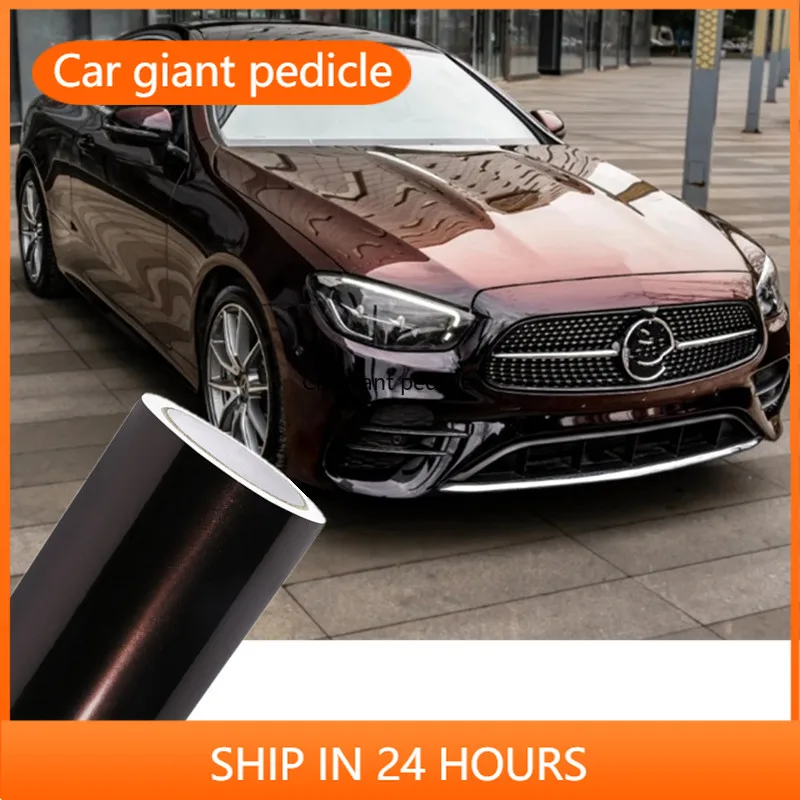 

Glossy Diamond Black Red vinyl film for vehicle coating. Suitable for car vinyl stickers. Bubble-free easy to install.1.52*17M