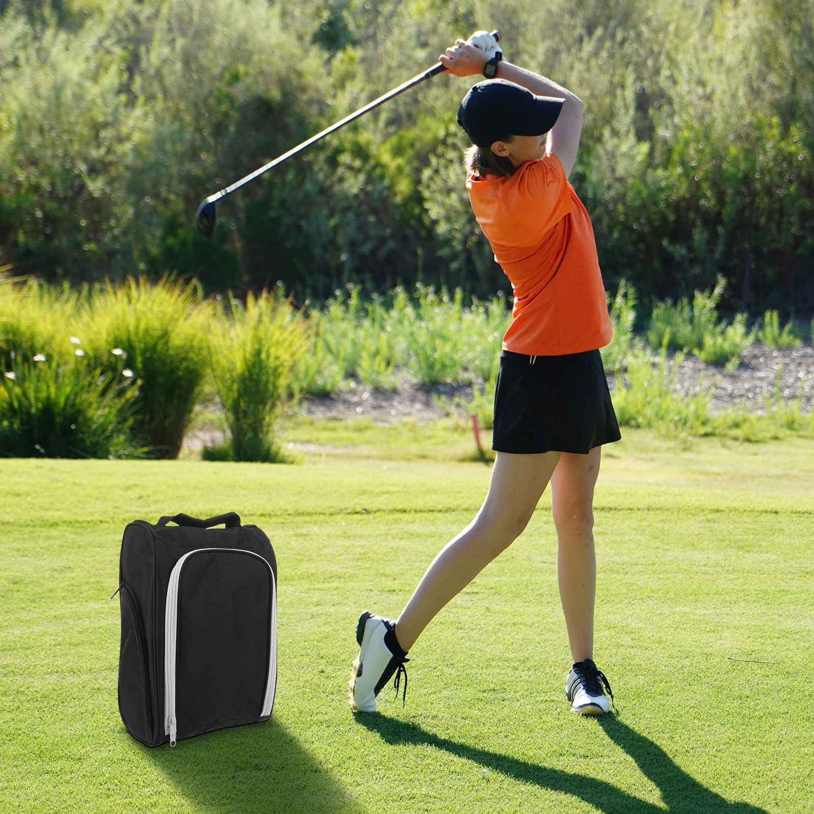 Golf Shoe Bag Durable Cloth Zippered Portable Sneaker Organizer Travel Shoes Pouch Golfing Shoes Storage Golf Shoe Bag