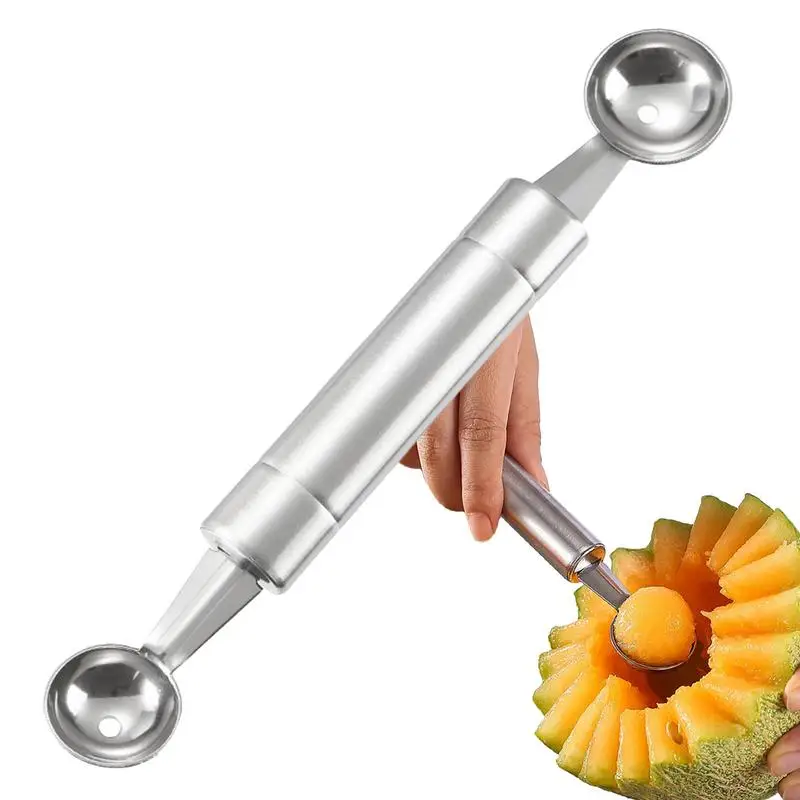 Double Sided Fruit Baller Double Ended Headed Fruit Icecream Ball Spoon Stainless Steel Baller Round Melons Scoop Watermelon