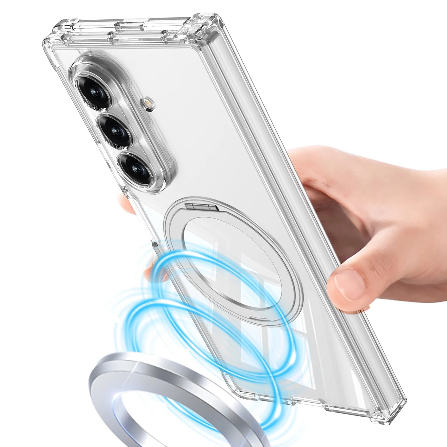 

Чехол для Samsung Z Fold 7, модный магнитный держатель, прозрачный противоударный чехол для воздушного пресса, задняя полная крышка для мобильного телефона