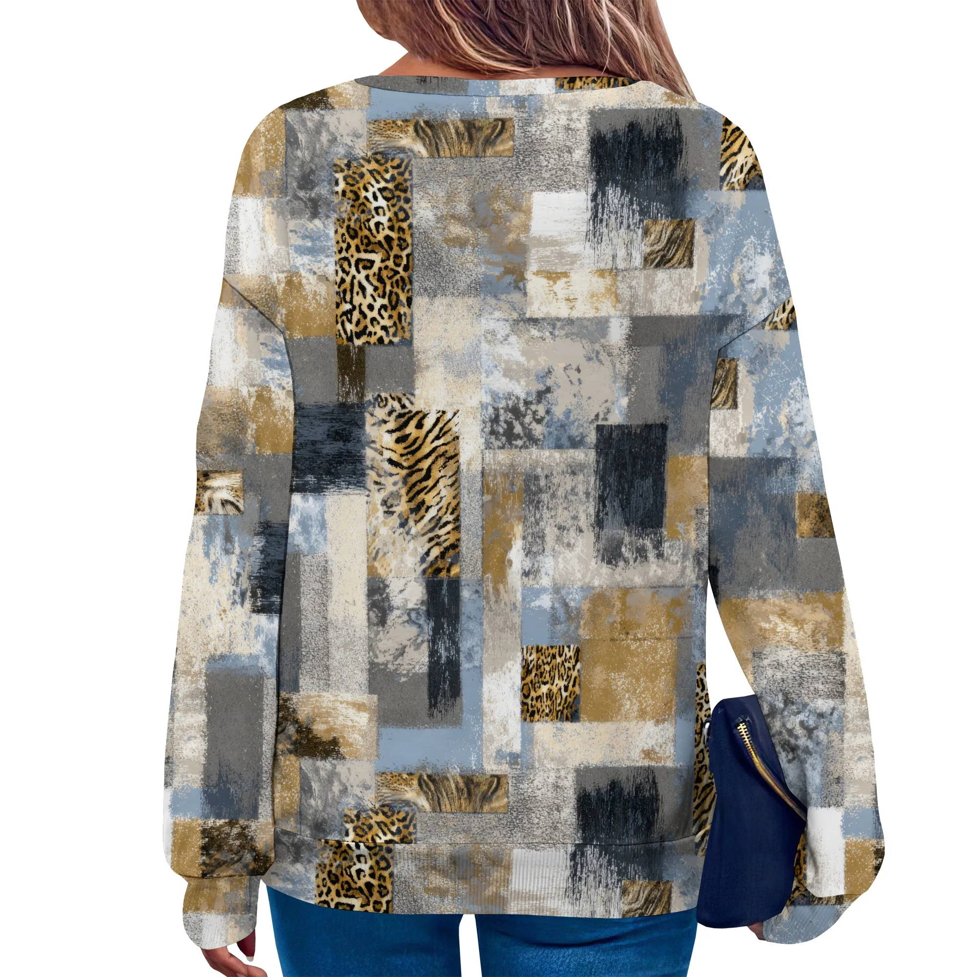 Camicia da donna alla moda a maniche lunghe Y2k con grafica autunnale Felpa basic leggera e comoda girocollo