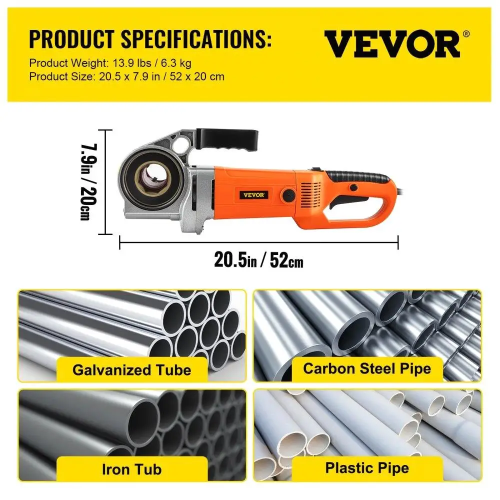 Elektrischer Rohr einfädler, 2300w Rohr gewinde maschine mit 6 Matrizen 1/4 "-2", 1/2 V Handrohr einfädel maschine mit Kupfer