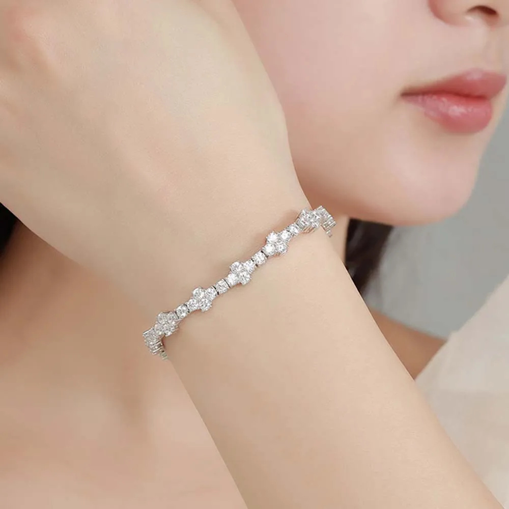 MUXIFC Unique Cross Design 3mm Full Moissanite Bracelets S925 Sterling Silver Hip Hop Bangle For Women Men GRA Certified Jewelry