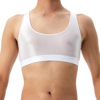 Men Vest Sexy Glossy Silky Sleeveless Racerback Tank Tops Solid Color Skinny Smooth Surface Tops Clubwear Muscle Vests T-Shirt