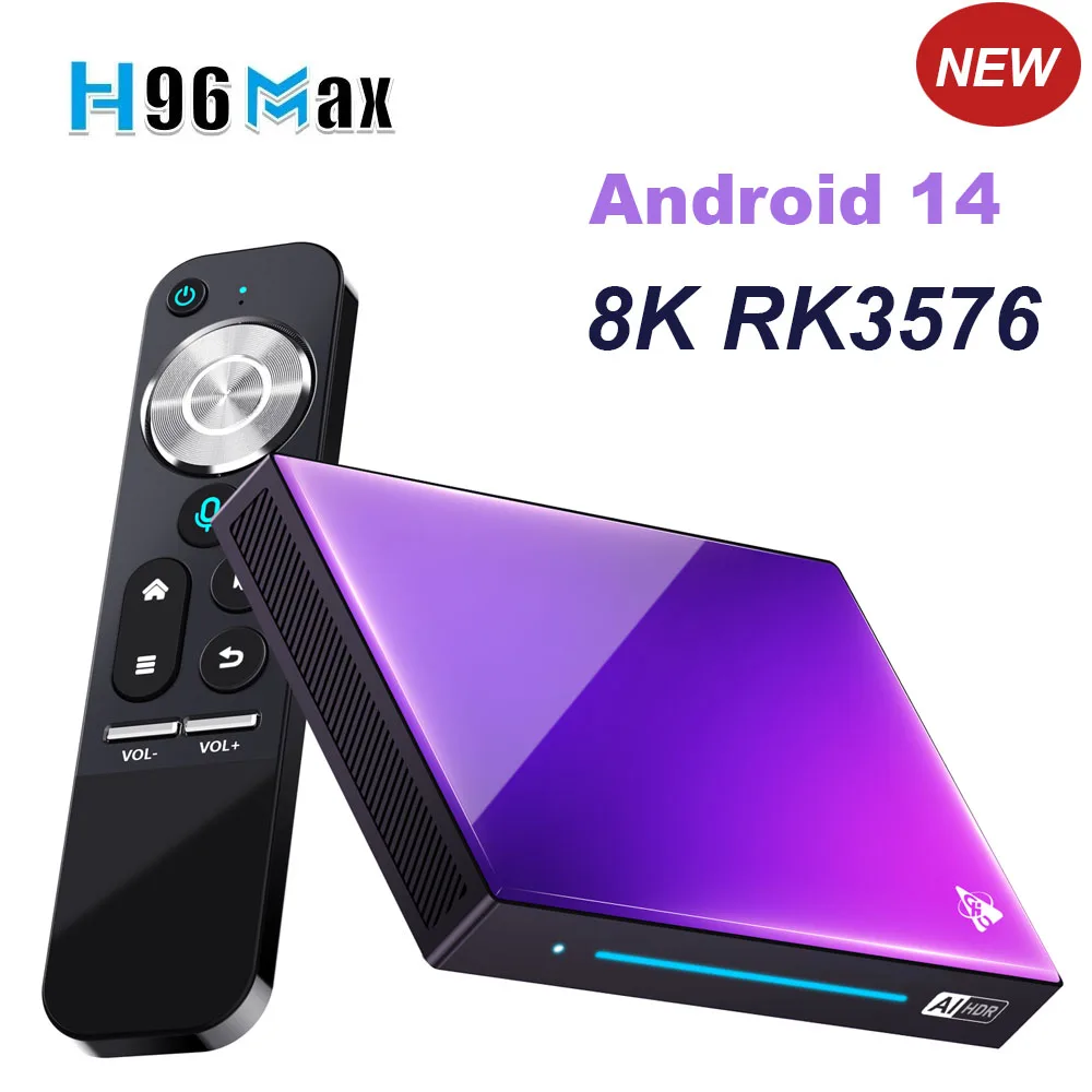 H96 MAX M9 TV Box Android 14 RK3576 8GB 64GB 1000M DDR4 USB3.0 Wifi 6 BT5.4 8K Set Top Box AV1 مشغل الوسائط 4GB 32GB