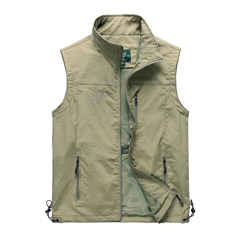 New Summer Men Outdoor Thin Mesh Breathable Waistcoats Climbing Sleeveless Jackets Cargo Vests Male Sportswear Casual Vests 6XL