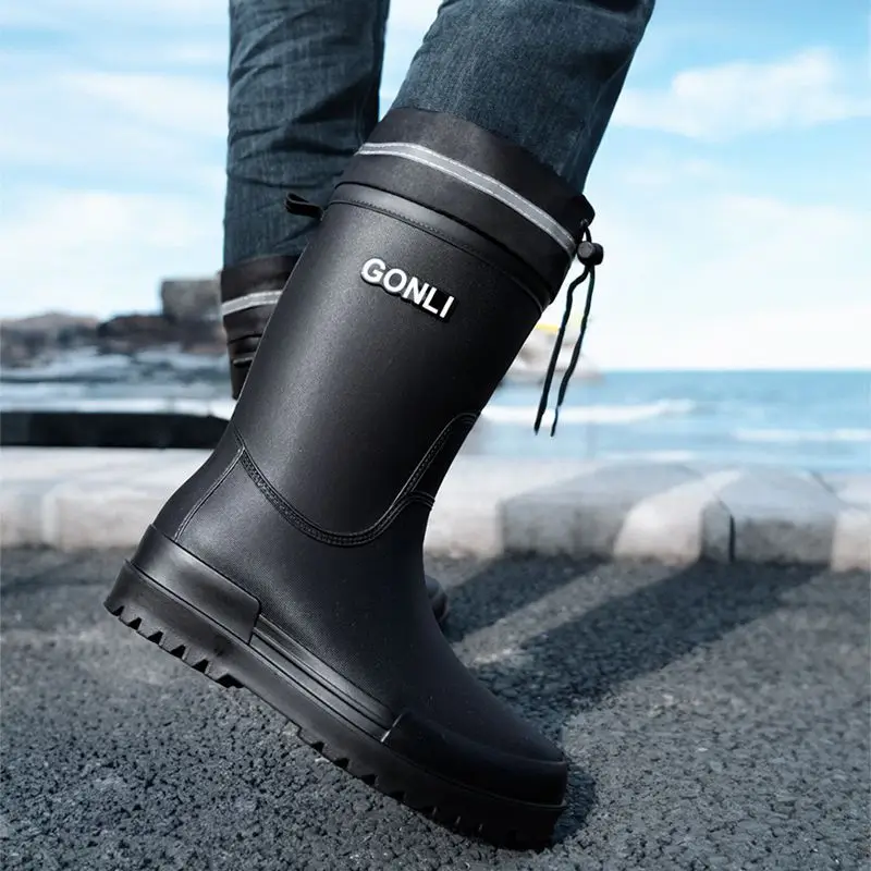 

Черные рабочие резиновые сапоги с алфавитом для мужчин, сельскохозяйственный сад, водонепроницаемые резиновые сапоги из ПВХ, резиновые сапоги, оригинальная мужская обувь, грязь