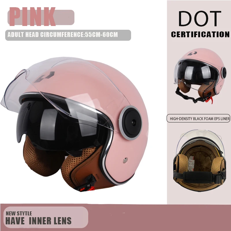 DOT gecertificeerde vintage open helm motorfiets open helm retro 3/4 helm cruise casco casque moto heren dames - afbeelding 1