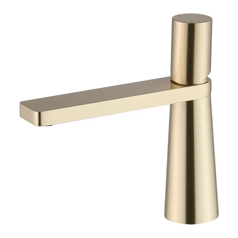 Bathroom Basin Faucet Brush Gold Solid Brass Faucet Sink Mixer Tap Hot and Cold Signle Lever Basin Faucet