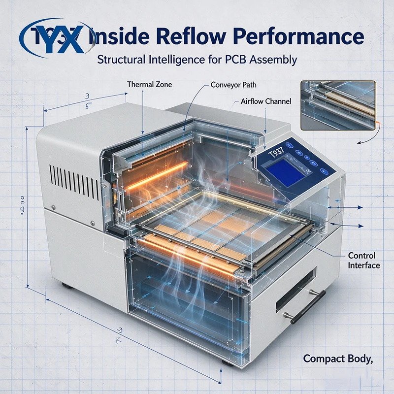 YX T937 SMT Assembly Line SMT Mini Desktop Reflow Oven Lead Free Reflow Solder Machine Area 306mmX322mm