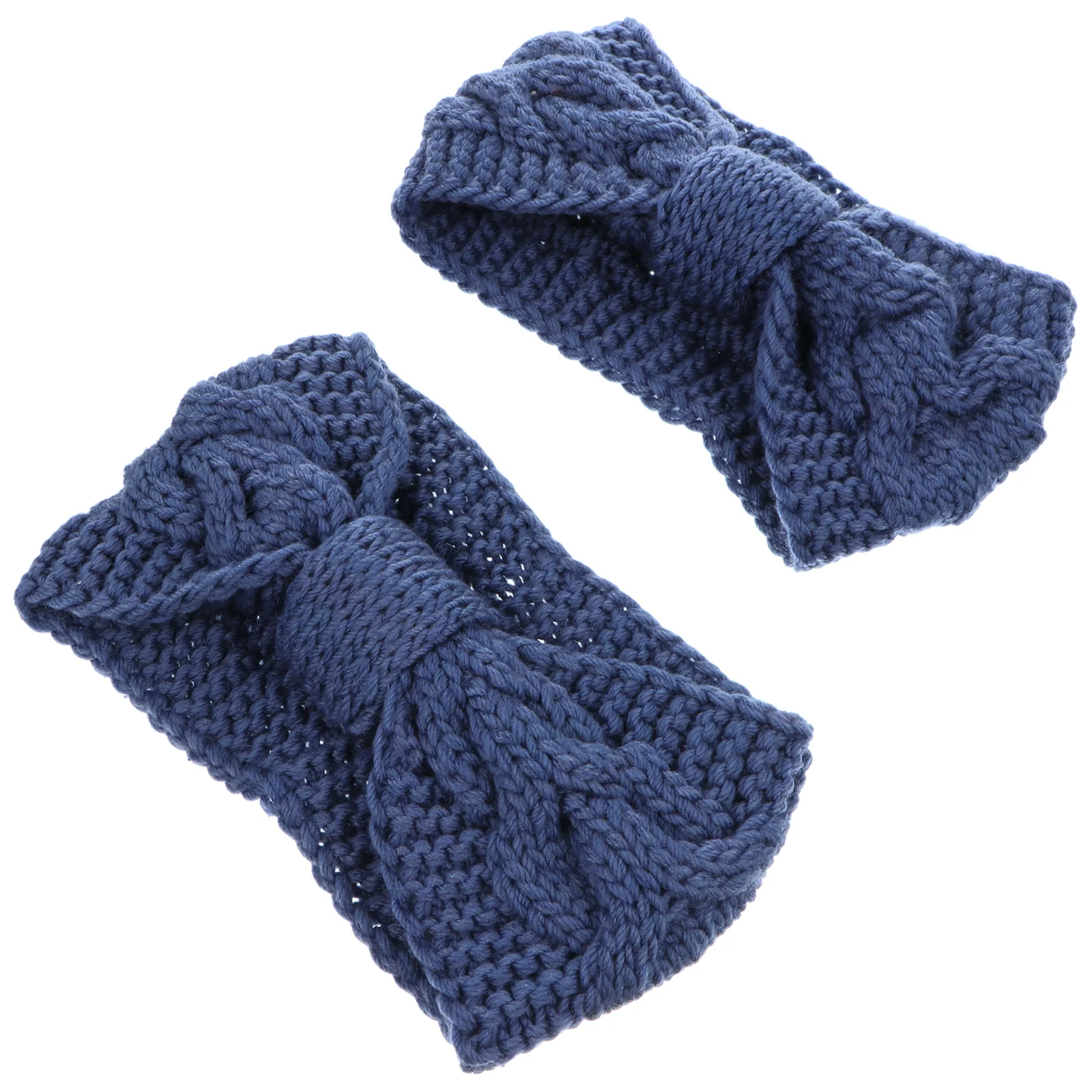 

2pcs Warm Knitted Headband Women Stretchy Woolen Button Headband For Winter Sports Skiing Outdoor Activities Hair Bands