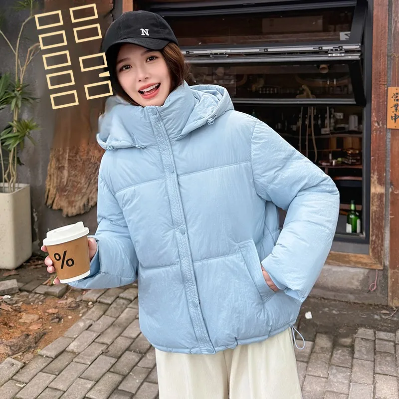 

Winter New Sle Ultra-Thin Hooded Puffer Jaet Women's plus Size Thiened down Cotton Coat Loose Fit Korean Sle