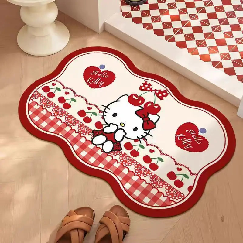 

Kawaii Hello Kitty Drain Mat Sanrio New Bathroom and Toilet Water Absorbing Non Slip Foot Mat Cartoon Anti Dirty Door Mat