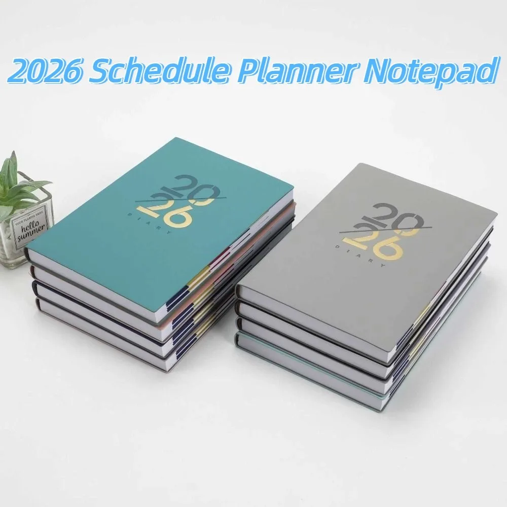 English 2026 Schedule Planner Notepad 12 Months Wear-resistant A5 Agenda Planning Notebook Portable Simple