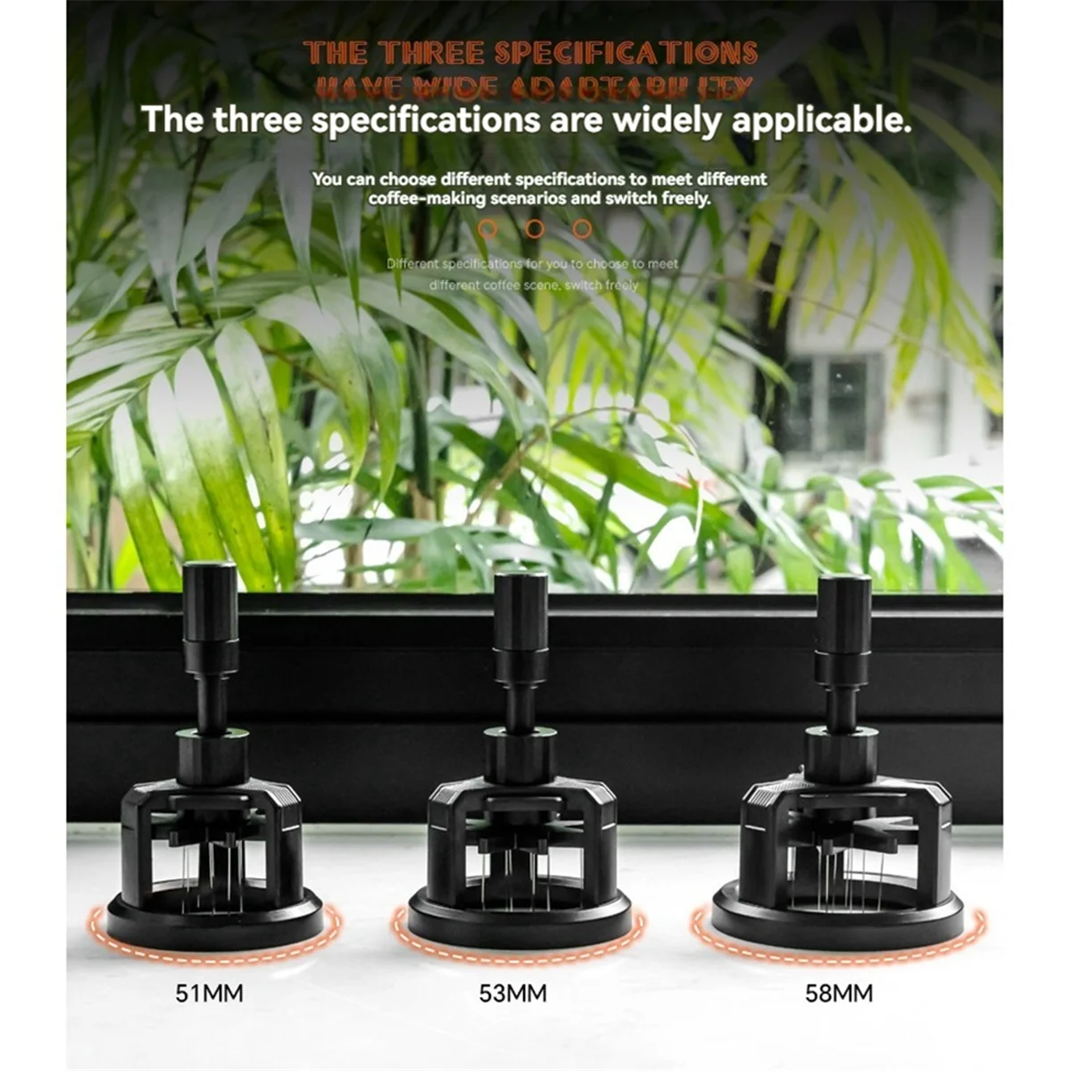 WDT Tool Espresso Coffee Stirrer Distributor Adjustable Depth Espresso Stirrer Tool Rotary Coffee Powder Needle 53mm