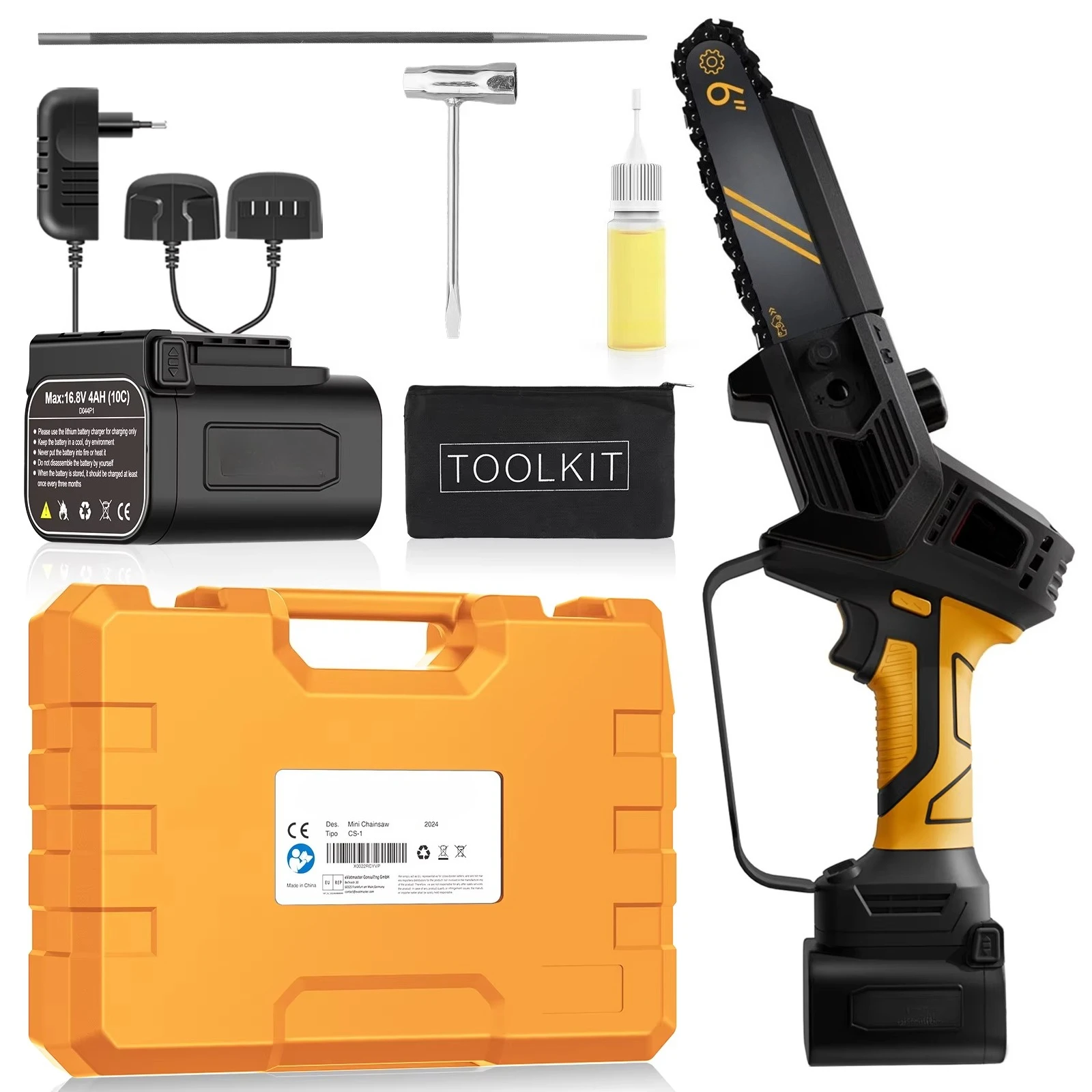 CS-1 6'' MINI CHAINSAW Auto-oiling Chain Lubrication Cuts Through Hardwood Like It's Butter