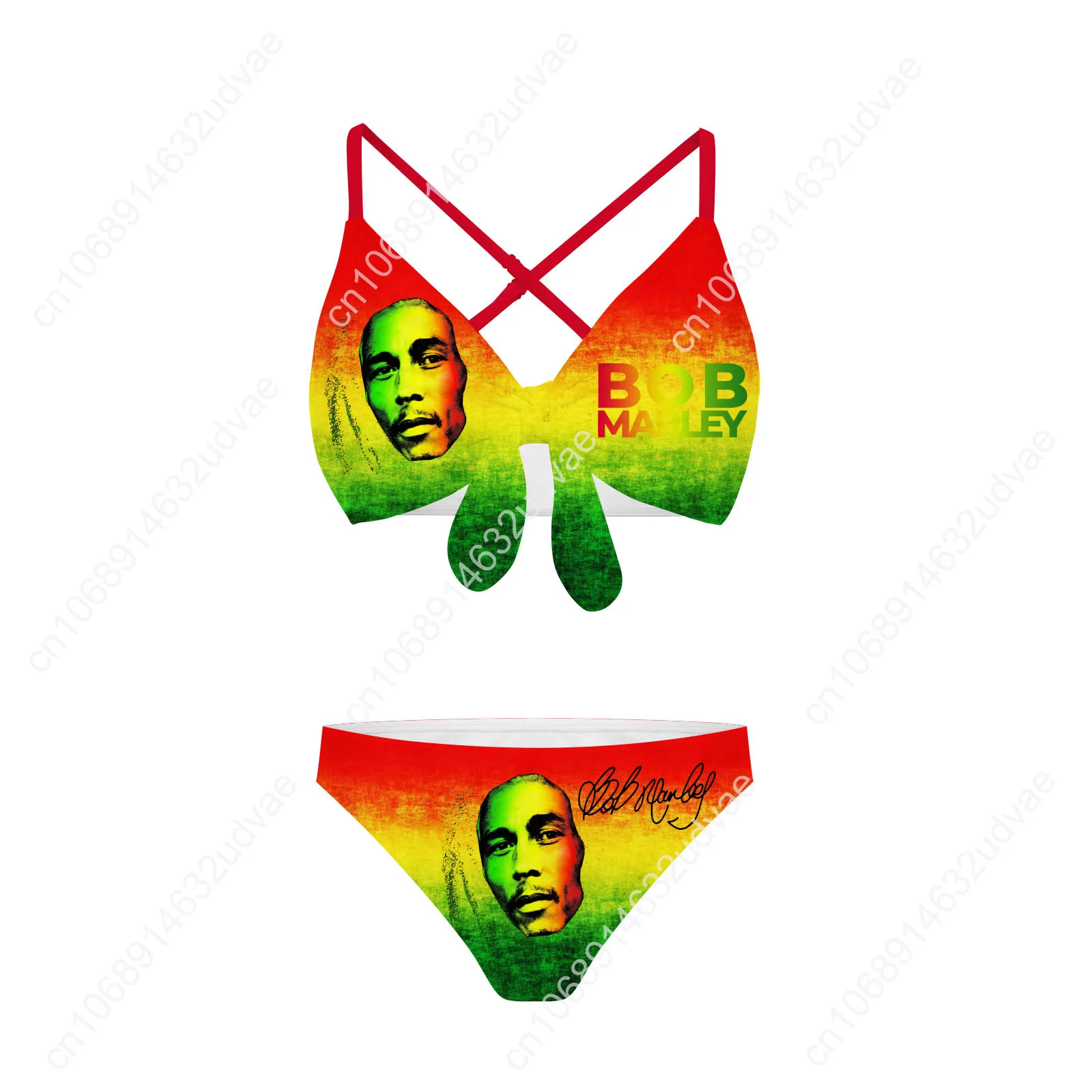 Bob Marley Bathing Suits Cross Strap Suspenders Swimsuits Womens Personalized Bikini Pool Party Swimwear Customized Beachwear