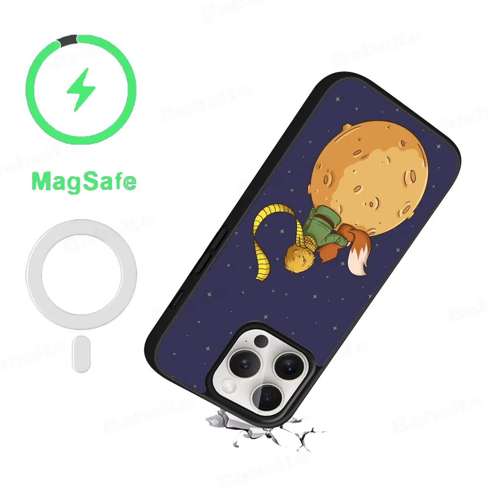 Coque de téléphone magnétique Le Petit Prince, coque de charge sans fil, Magsafe, iPhone 16 14 13 12 11 15 Pro Max Plus